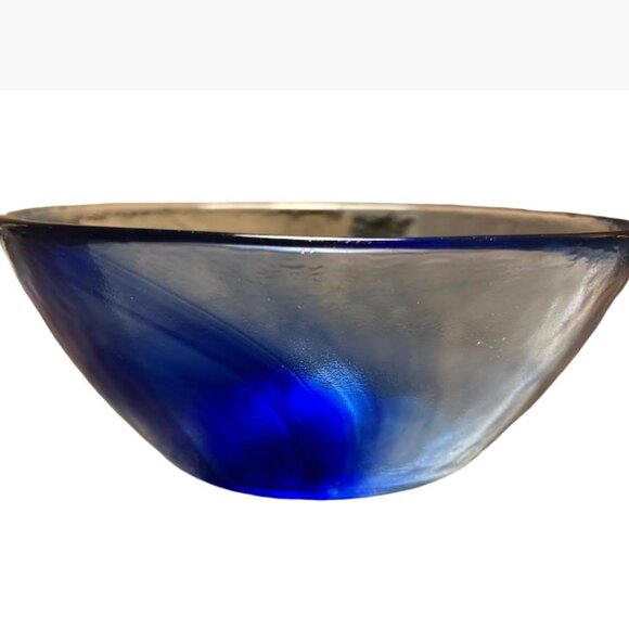 Bormioli Rocco Murano Cobalt Blue Swirl Vintage Art Glass Blue and Clear EUC - Picture 3 of 6